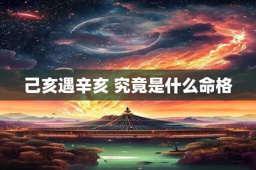 己亥遇辛亥 究竟是什么命格