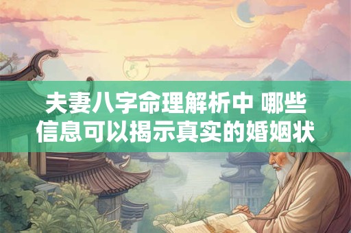 夫妻八字命理解析中 哪些信息可以揭示真实的婚姻状况