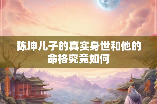 陈坤儿子的真实身世和他的命格究竟如何