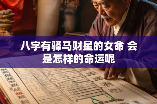 八字有驿马财星的女命 会是怎样的命运呢