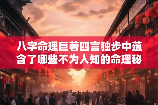 八字命理巨著四言独步中蕴含了哪些不为人知的命理秘诀