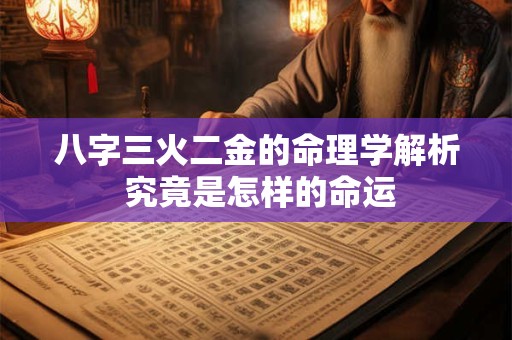 八字三火二金的命理学解析 究竟是怎样的命运
