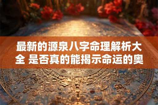 最新的源泉八字命理解析大全 是否真的能揭示命运的奥秘
