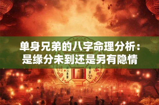 单身兄弟的八字命理分析：是缘分未到还是另有隐情