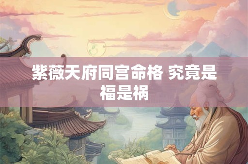 紫薇天府同宫命格 究竟是福是祸
