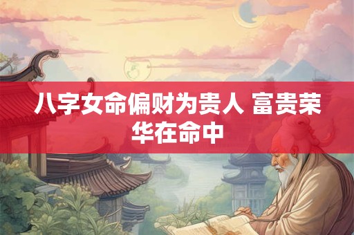 八字女命偏财为贵人 富贵荣华在命中