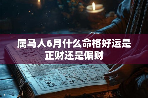 属马人6月什么命格好运是正财还是偏财