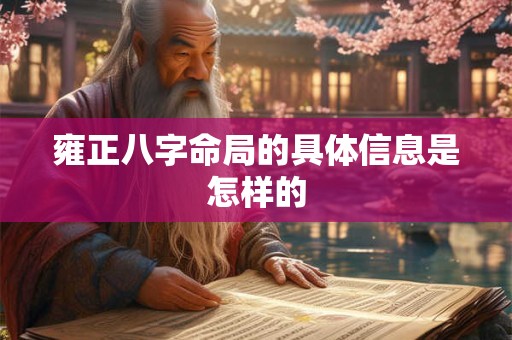 雍正八字命局的具体信息是怎样的