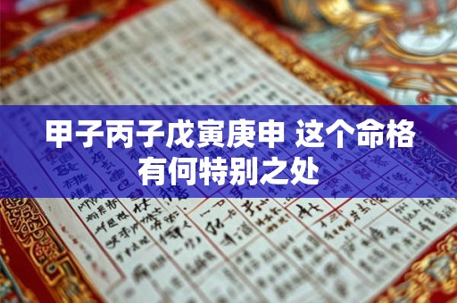 甲子丙子戊寅庚申 这个命格有何特别之处