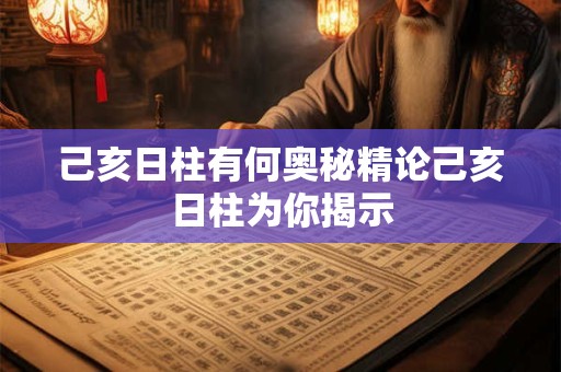 己亥日柱有何奥秘精论己亥日柱为你揭示