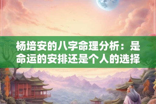 杨培安的八字命理分析：是命运的安排还是个人的选择