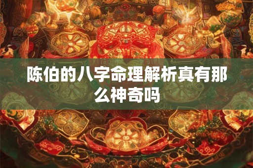 陈伯的八字命理解析真有那么神奇吗
