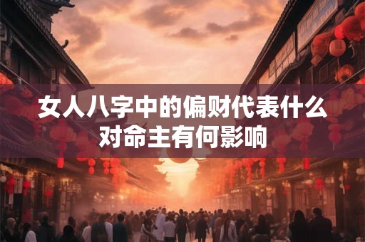 女人八字中的偏财代表什么对命主有何影响