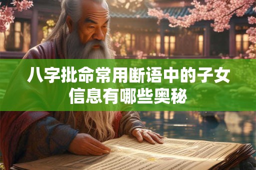 八字批命常用断语中的子女信息有哪些奥秘