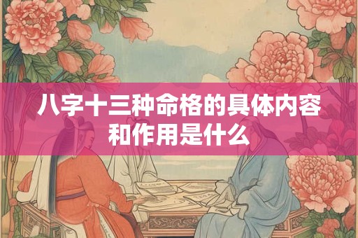 八字十三种命格的具体内容和作用是什么