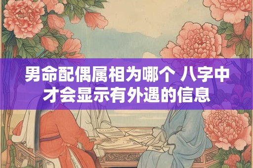 男命配偶属相为哪个 八字中才会显示有外遇的信息