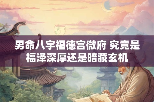 男命八字福德宫微府 究竟是福泽深厚还是暗藏玄机