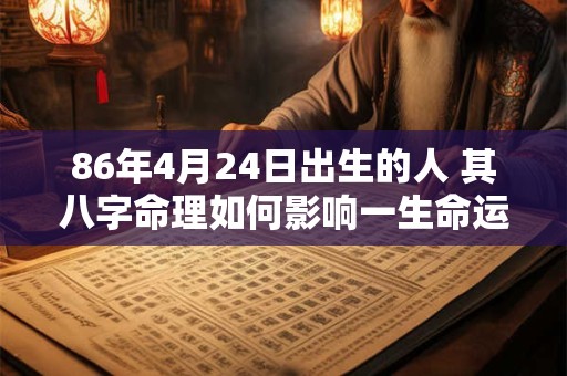 86年4月24日出生的人 其八字命理如何影响一生命运