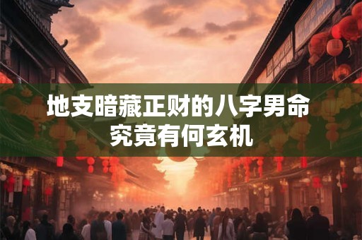 地支暗藏正财的八字男命 究竟有何玄机