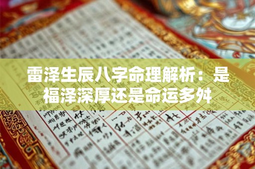 雷泽生辰八字命理解析：是福泽深厚还是命运多舛