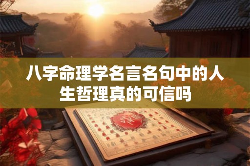 八字命理学名言名句中的人生哲理真的可信吗