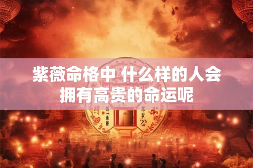 紫薇命格中 什么样的人会拥有高贵的命运呢