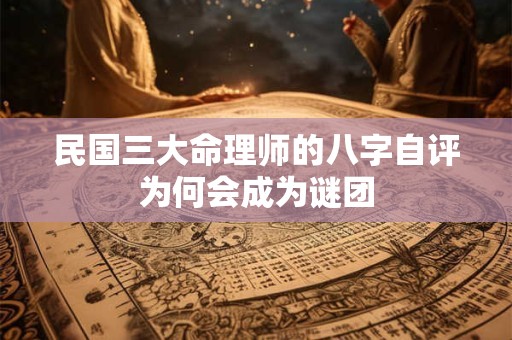 民国三大命理师的八字自评为何会成为谜团
