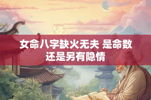 女命八字缺火无夫 是命数还是另有隐情