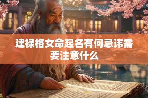 建禄格女命起名有何忌讳需要注意什么