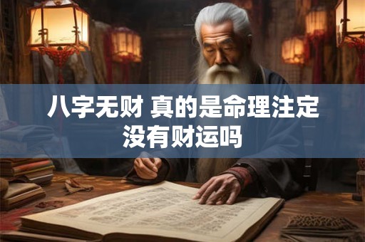 八字无财 真的是命理注定没有财运吗 八字无财 真的是命理注定没有财运吗