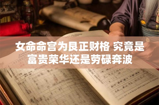女命命宫为艮正财格 究竟是富贵荣华还是劳碌奔波