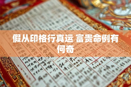 假从印格行真运 富贵命例有何奇
