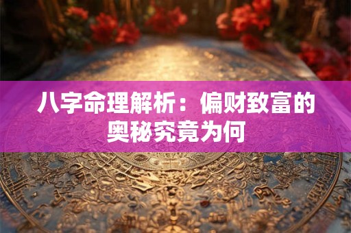 八字命理解析：偏财致富的奥秘究竟为何