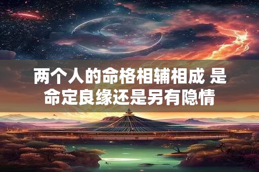 两个人的命格相辅相成 是命定良缘还是另有隐情