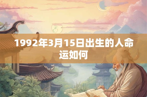 1992年3月15日出生的人命运如何