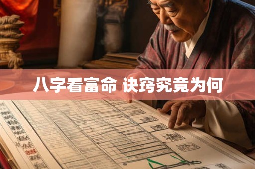 八字看富命 诀窍究竟为何