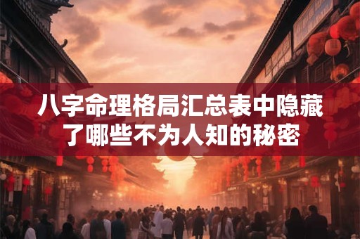 八字命理格局汇总表中隐藏了哪些不为人知的秘密