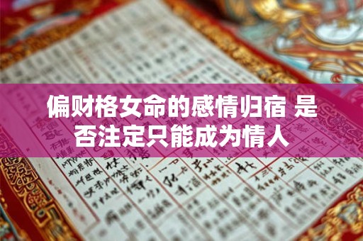 偏财格女命的感情归宿 是否注定只能成为情人