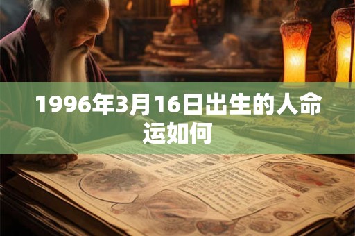 1996年3月16日出生的人命运如何
