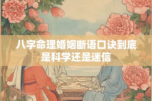 八字命理婚姻断语口诀到底是科学还是迷信