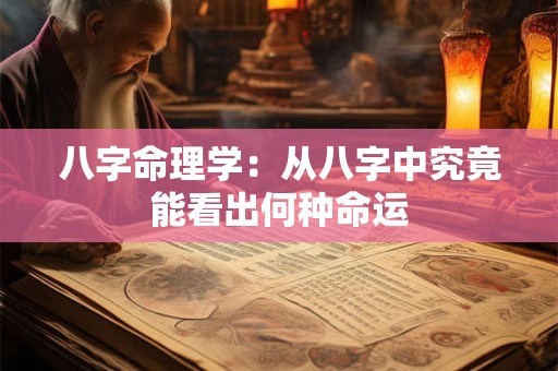 八字命理学：从八字中究竟能看出何种命运