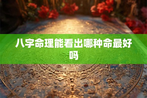 八字命理能看出哪种命最好吗