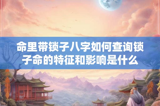 命里带锁子八字如何查询锁子命的特征和影响是什么