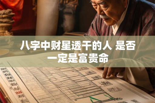 详细阅读:八字中财星透干的人 是否一定是富贵命 八字中财星透干的人 是否一定是富贵命