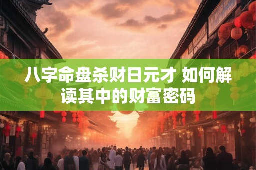 八字命盘杀财日元才 如何解读其中的财富密码