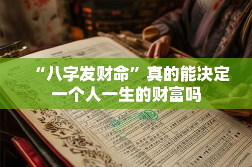 “八字发财命”真的能决定一个人一生的财富吗