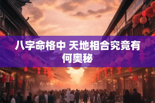 八字命格中 天地相合究竟有何奥秘 八字命格中 天地相合究竟有何奥秘