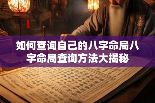 如何查询自己的八字命局八字命局查询方法大揭秘