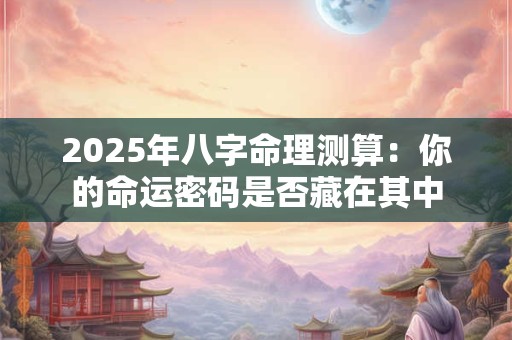 2025年八字命理测算：你的命运密码是否藏在其中