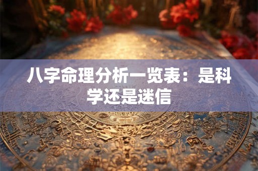 八字命理分析一览表：是科学还是迷信